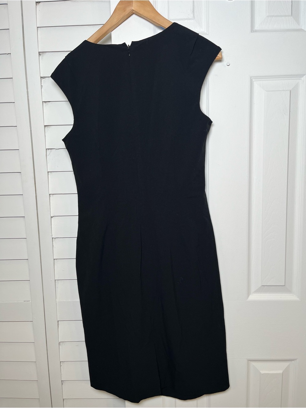 Calvin Klein Black Ruched Sheath Dress Square Neck Size 10 - Picture 7 of 16